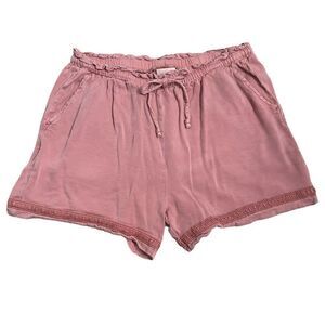 Knox Rose Blush Pink High Waisted Drawstring Pull On Shorts Women’s Small Pocket